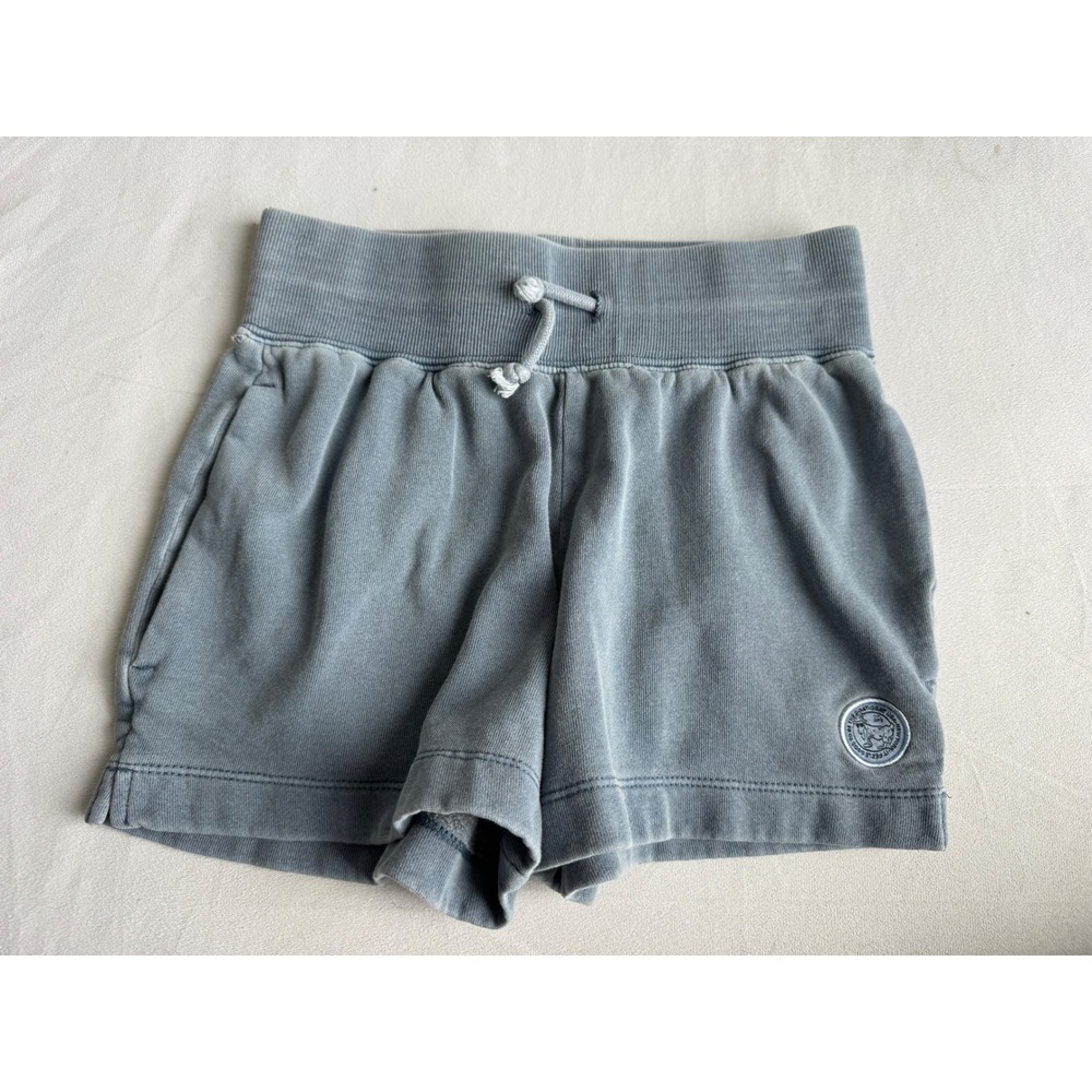 GOAT USA Youth Medium Blue Gray Garment Dyed Fleece Athletic Shorts Casual Kids